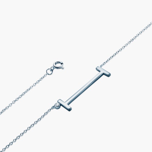 Naszyjnik celebrytka litera I Savicki: srebrny, biały szafir